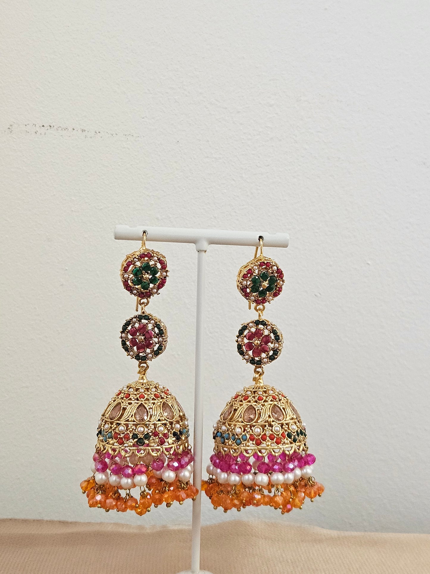 Nafeesa earrings ~ Pink&Orange