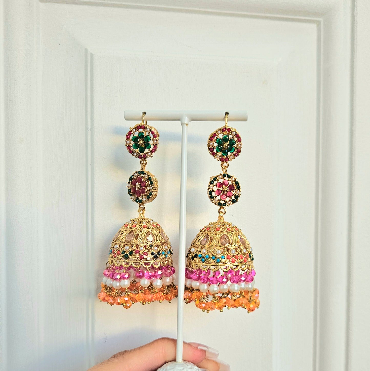 Nafeesa earrings ~ Pink&Orange