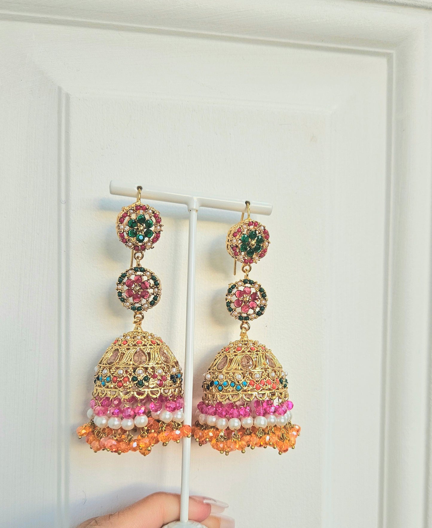 Nafeesa earrings ~ Pink&Orange