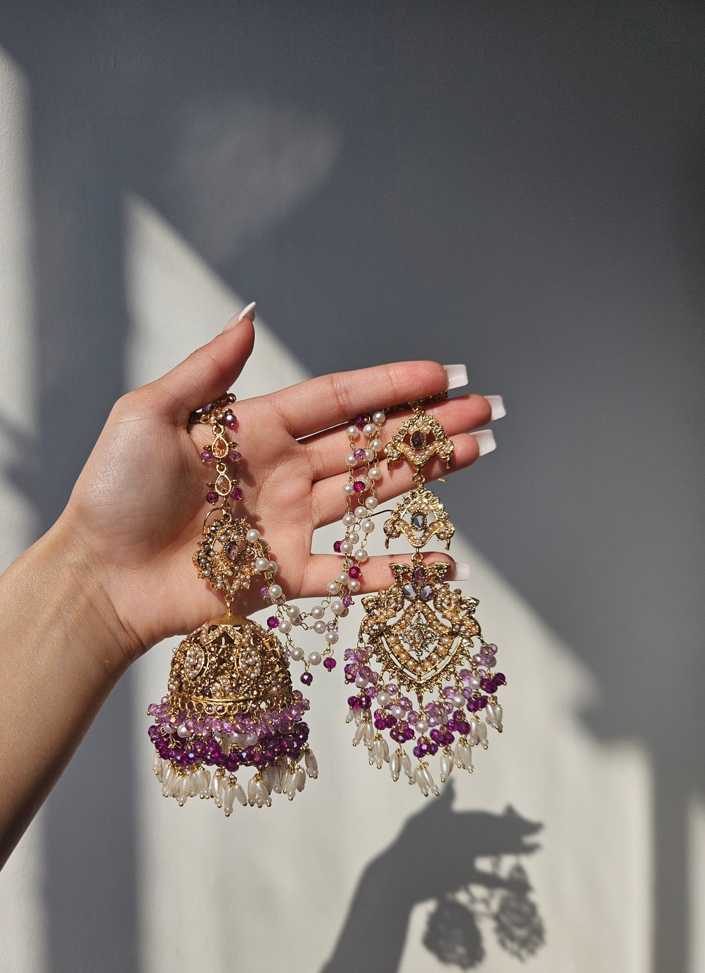 Natalia earring & tikka set ~ Purple Tones