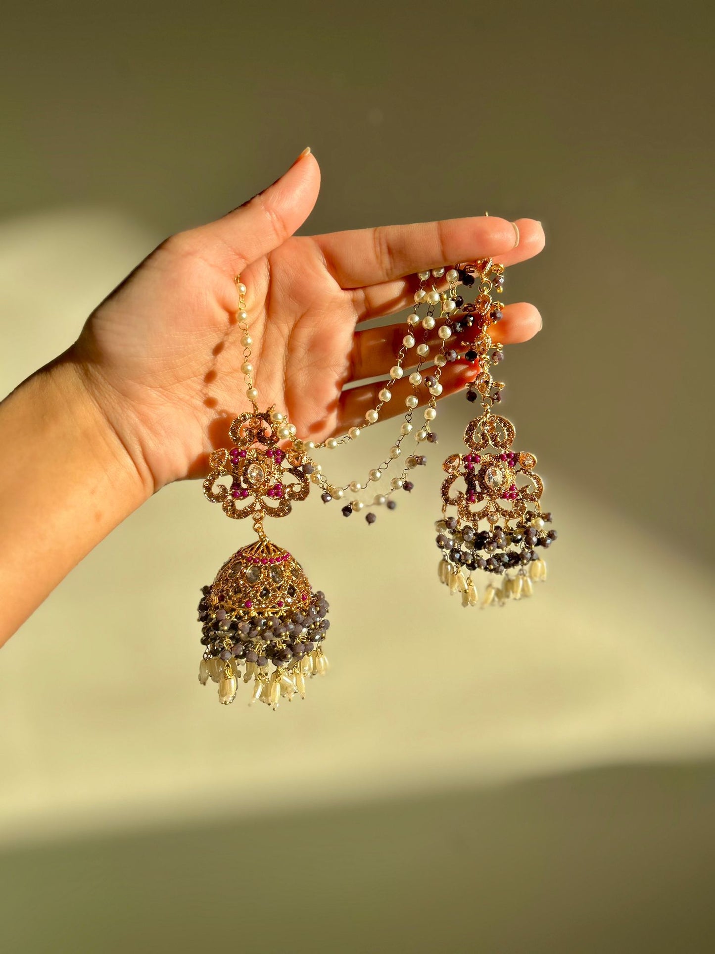 Amna earring & tikka set ~ Purple Tones