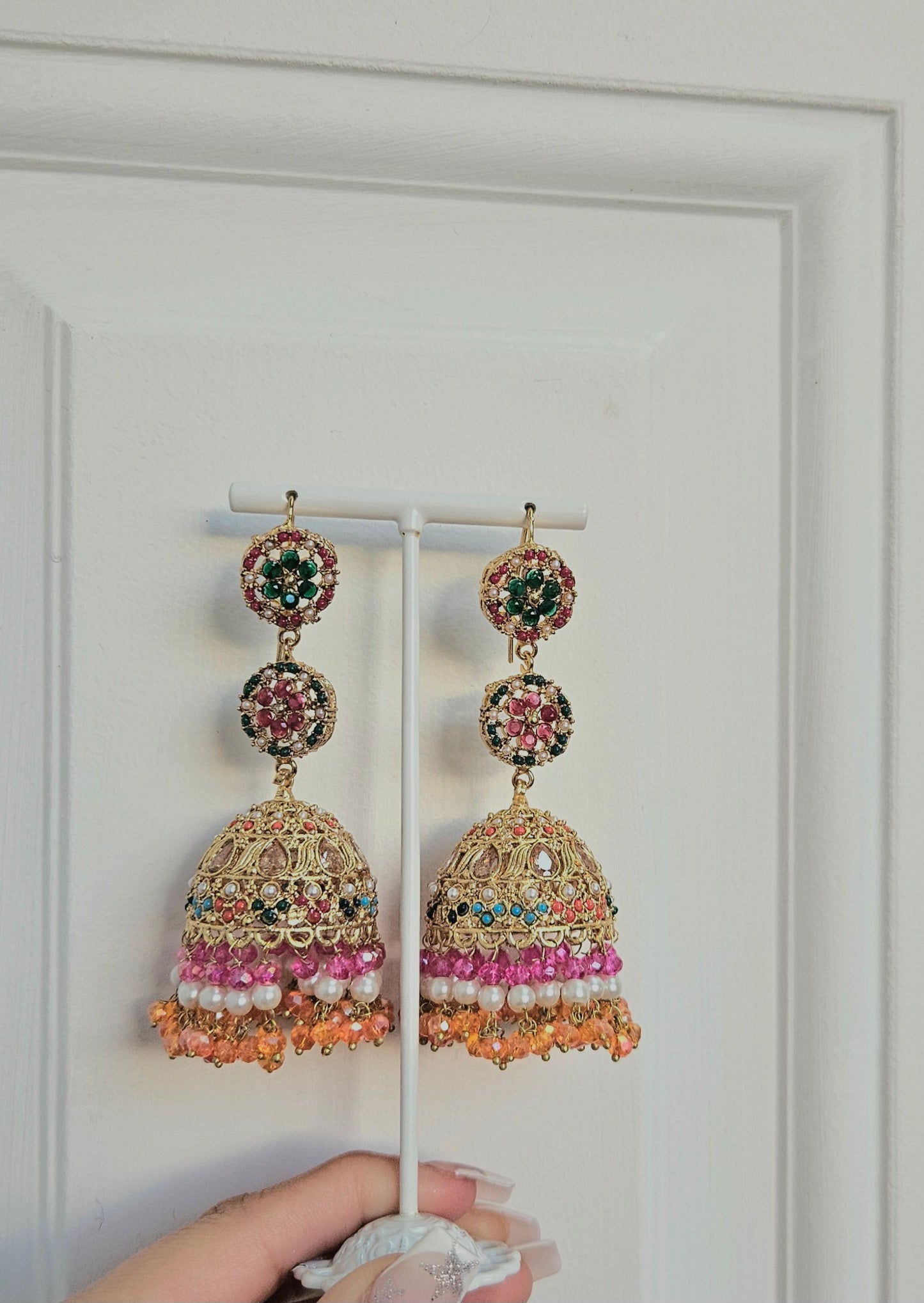 Nafeesa earrings ~ Pink&Orange