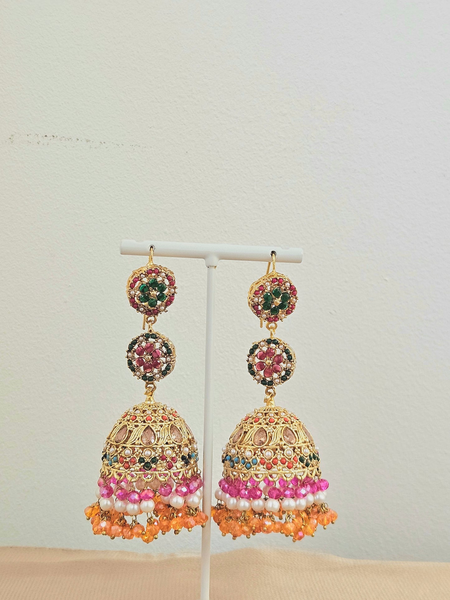 Nafeesa earrings ~ Pink&Orange