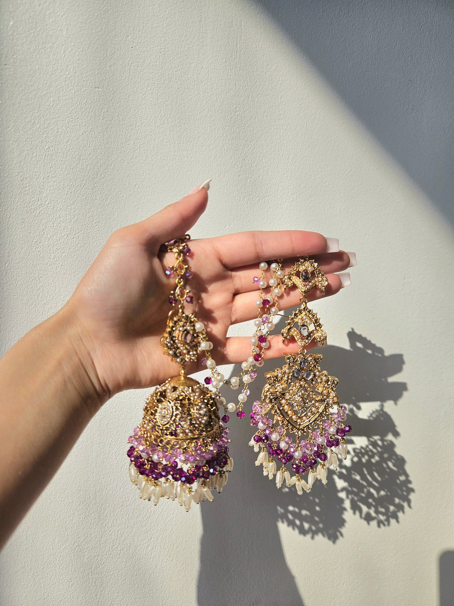 Natalia earring & tikka set ~ Purple Tones